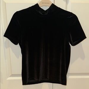 Madewell Black Velvet Short Sleeve Top